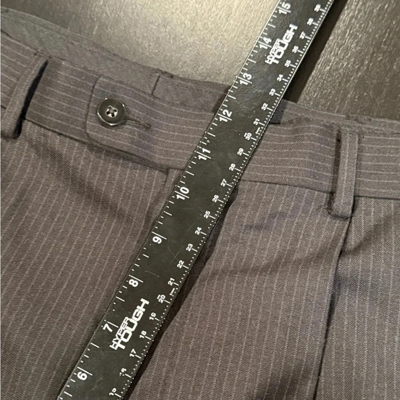 🍀2/$22 Axist 34x32 Pleated Front Pinstriped Cuffed Hem Black Dress Pants Mens - Picture 10 of 12